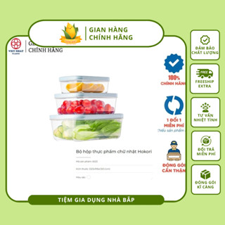 Bộ Hộp Nhựa Chữ Nhật Nắp Đậy Kín Khí Bảo Quản Thực Phẩm Hoa Quả Hokori Việt Nhật 6533
