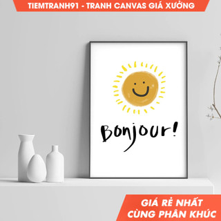 Tranh treo tường, Bonjour, sunshine poster, bonjour poster, nursery decor, Nursery Art, Sunshine Decor.