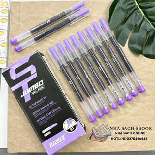  Hộp 12 Chiếc Bút Mực Gel Nhanh Khô Ngòi ST 0.5mm PC5158 Baoke Mực Tím 