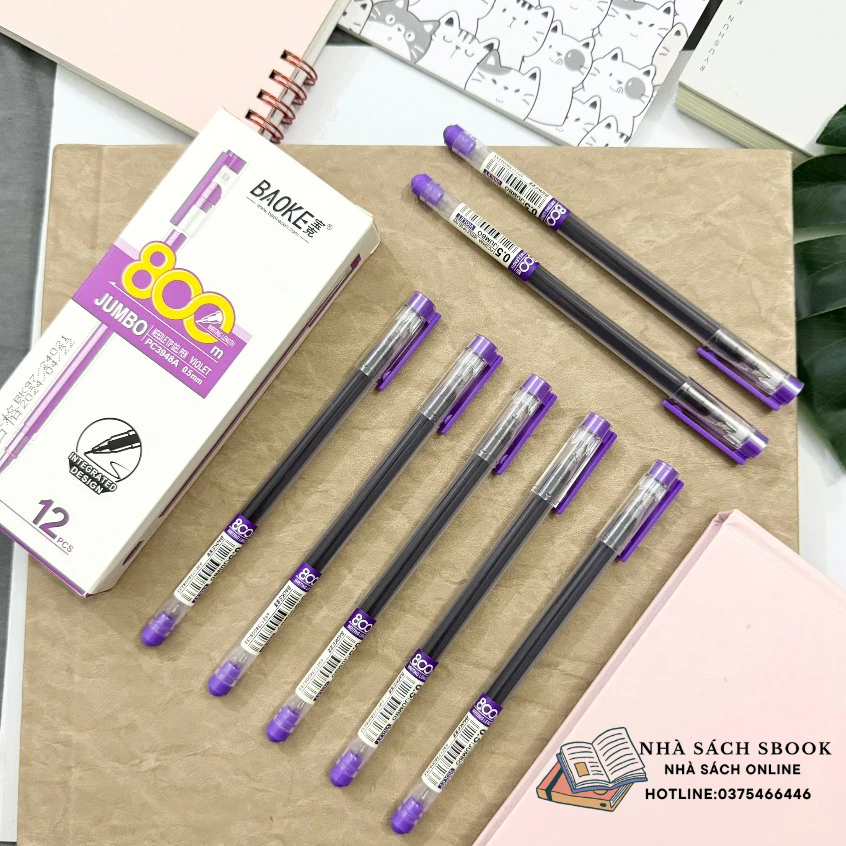 Hôp 12 Chiếc Bút Mực Gel Nhanh Khô Ngòi 0.5mm PC3948 Mực Tím