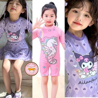 (10-30kg, dưới 1m25) Đồ bơi liền thân họa tiết tim, ngựa cầu vồng cho bé gái đi biển (Trải sàn là ảnh thật)