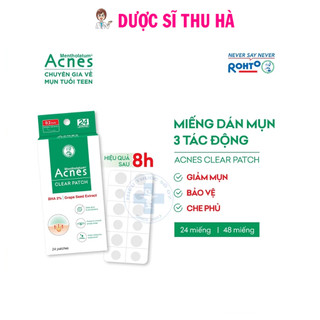 Miếng dán mụn Acnes giúp giảm mụn sưng, mụn bọc mủ hộp 24 miếng clear patch