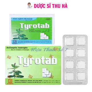 Viên ngậm ho, sát trùng họng Tyrotab hộp 24 viên và vỉ 8 viên