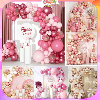 Set Combo Bong Bóng Màu Hồng Trang Trí Sinh Nhật Cho Bé Gái Candy14