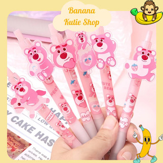 Bút bi bấm gấu dâu ngòi 0,5mm, bút bi bấm mực gel, bút bi bấm văn phòng, bút bi học sinh