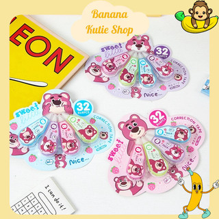 Set 4 bút xoá kéo gấu dâu / băng xoá giấy cho học sinh sinh viên dễ thương