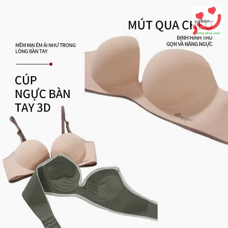 (Tăng size) Áo lót đúc su non không gọng , đệm mút đẩy 3cm vừa dành cho ngực nhỏ và lép