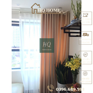 Rèm vải chất liệu thô gân 1 màu- Rèm cửa HQ Decor - rèm cửa
