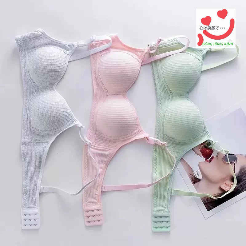 (Tăng size) Combo 3 Áo lót nữ cotton không gọng, áo ngực mút mỏng học sinh 138  from nhỏ