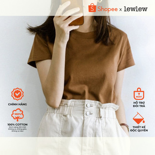 Áo thun nữ baby tee, áo thun trơn cotton basic tee nâu tshirt - lew lew