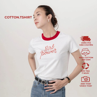 Áo thun nữ baby tee, áo thun cotton girl power tshirt