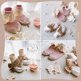 🅷.🄴🅅🄰🄽 Giày tất tập đi cho bé gái, thắt nơ vải xinh, giày bé gái phong cách Hàn Quốc, có chống trượt giúp bé vững vàng.