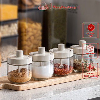 Bộ hũ đựng gia vị thuỷ tinh, lọ đựng gia vị có thìa