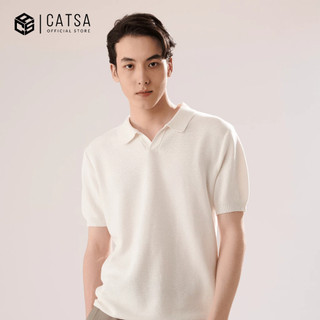 Áo polo dệt kim cổ V CATSA form Regular basic sang trọng 14ATP082