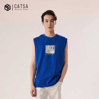 Áo thun ba lỗ nam CATSA in hình cotton thấm hút mồ hôi thời trang 12ATT008