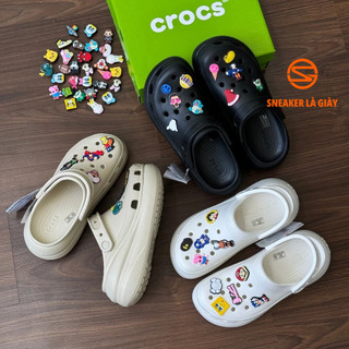 Giày clog unisex crocs crush classic - tăng chiều cao 6cm tặng kèm stiker bản cao cấp