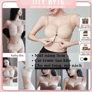  Áo Nâng Ngực Không Dây Cài Trước Mút 5CM Áo Quây Ngực Độn To Tròn Không Lộ Viền Chất Su Cao Cấp Chống Tuột    LOẠI 1   