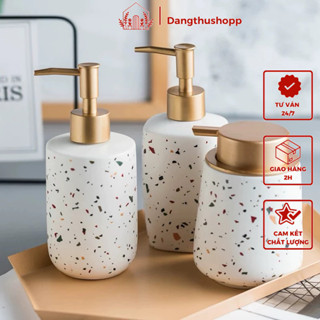 Chai Đựng Sữa Tắm Dầu Gội, Bình Đựng Nước Rửa Tay Dung Tích 380ML Bằng Gốm Sứ Cao Cấp