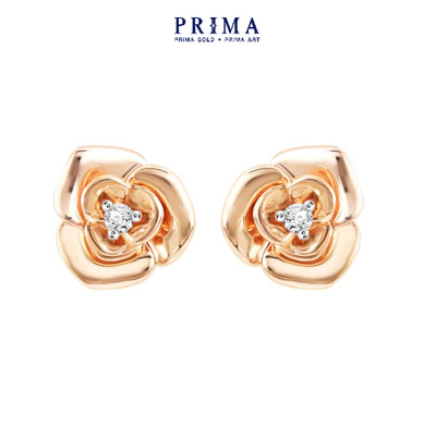 PRIMA Bông tai  Vàng 9K - Kim cương - Hoa hồng - BST Rosanna - 991E1629