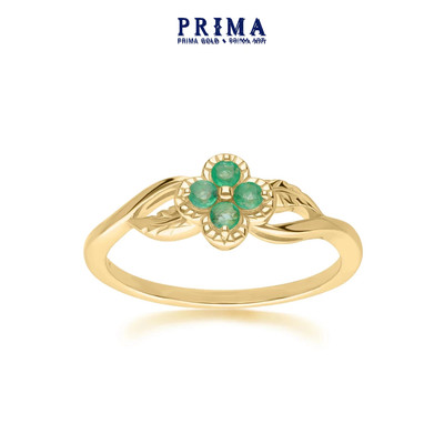 PRIMA Nhẫn  Vàng 9K - Đính Đá Emerald - BST LUCKY FLOWER - 135R2048-01