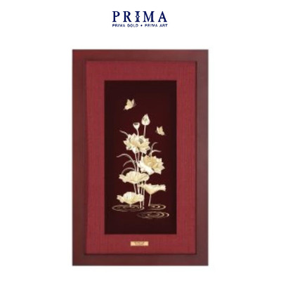 Tranh treo tường Mỹ Nghệ Phủ Vàng 24K - Hoa Sen Việt Nam - size 25x40 cm - CGS-0602-01
