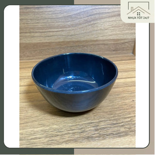 Chén (bát) ăn cơm nhựa melamine cao cấp thương hiêu Fataco màu đen bóng sang trọng, bền bỉ, chống cháy,chống bám bẩn