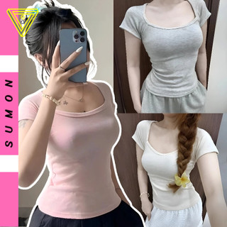 [Bản Mới] Áo Thun Cúp TAY NGẮN CỔ VUÔNG DÁNG DÀI Chất Borip, Áo Babytee Nhiều Màu Kiểu Nữ Ôm Gọn Tôn Dáng SUMON