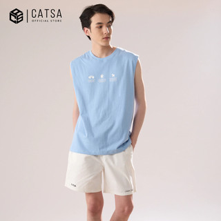 Áo thun ba lỗ nam CATSA in hình cotton thấm hút mồ hôi thời trang 12ATT009