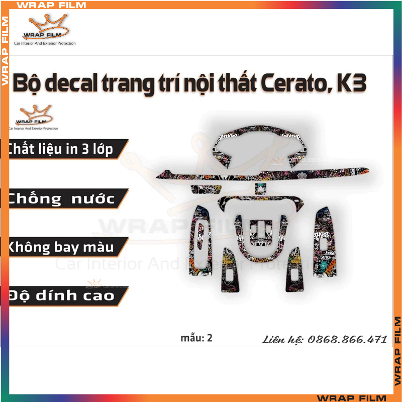 Bộ decal trang trí nội thất Cerato, k3