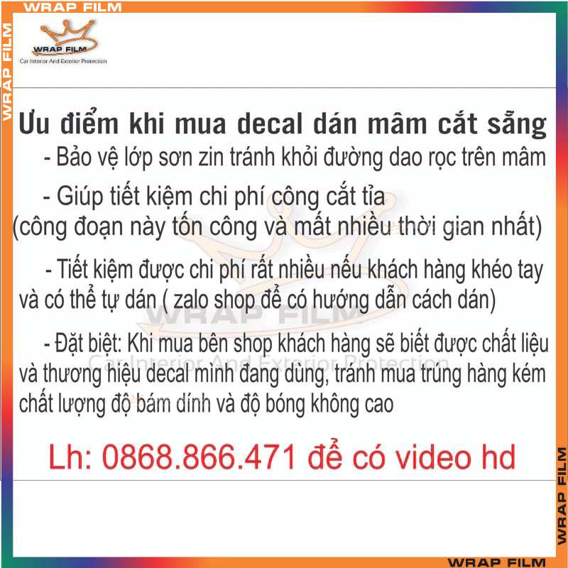 Decal dán mâm xe Hyuhdai Custin