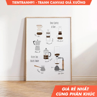 Tranh treo tường, Coffee Wall Art Coffee Brewing Kitchen Decor Cafe Wall Art Coffee Bar Coffee Maker Bar Cart.