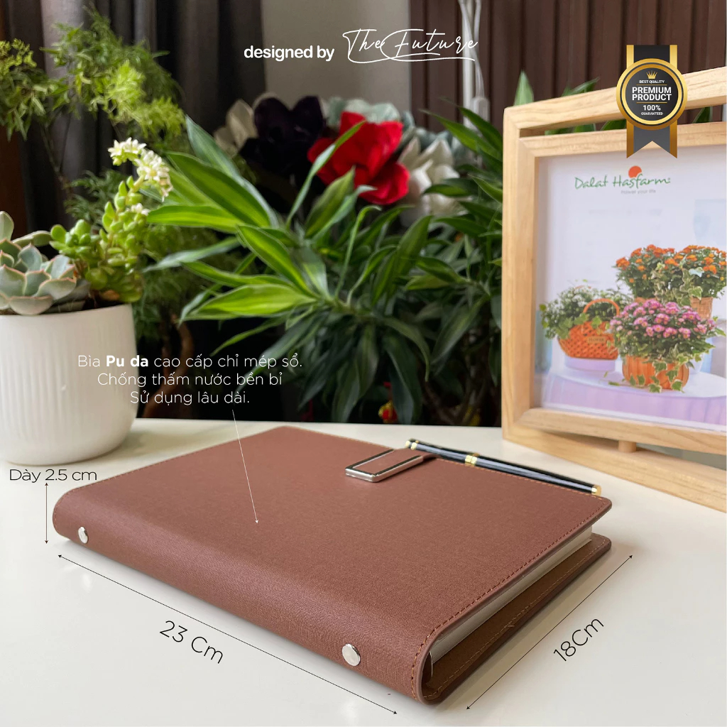 Sổ Còng -  Bìa Da PU Chống Thấm Nước  - Ruột Sổ 200 Trang Giấy Ford 100gsm Siêu Dày - Không Lem Mực