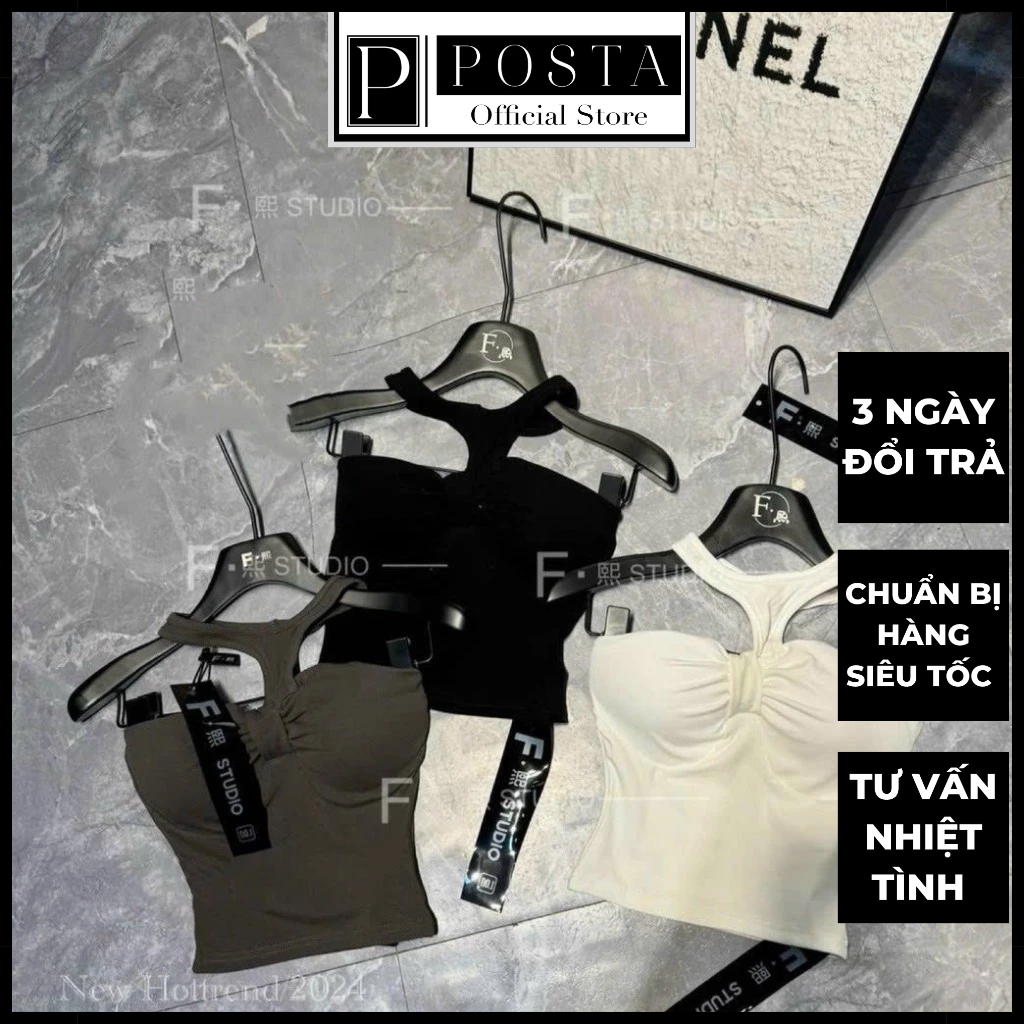 Áo Croptop Nữ Cổ Yếm Không Tay Cúp Ngực Sexy Cá Tính Cao Cấp POSTA PA05 KT Áo Yếm Nữ Cách Điệu Mùa Hè Gợi Cảm Năng Động