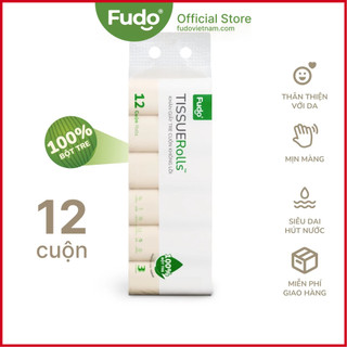 Giấy cuộn không lõi Fudo® TISSUERolls™ từ sợi tre - Túi 12 cuộn