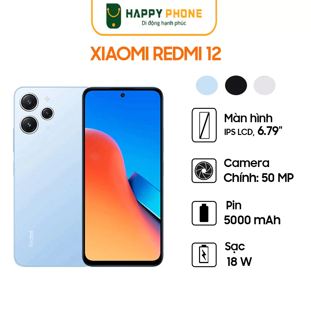 Điện thoại Xiaomi Redmi 12 - Hàng Chính Hãng, mới 100%, Bảo hành 18 tháng