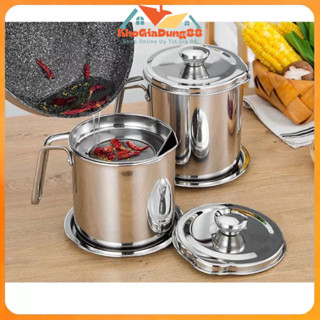 Bình Lọc Dầu Ăn Có Lưới Lọc Cặn bằng INOX 304. Bình Đựng Dầu chiên lọc cặn. Ca lọc cặn dầu ăn nhà bếp