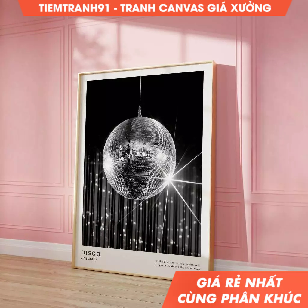 Tranh treo tường, Disco Ball Vintage Disco Poster 70s Room Decor Trendy Disco Mirror Ball Poster Bla
