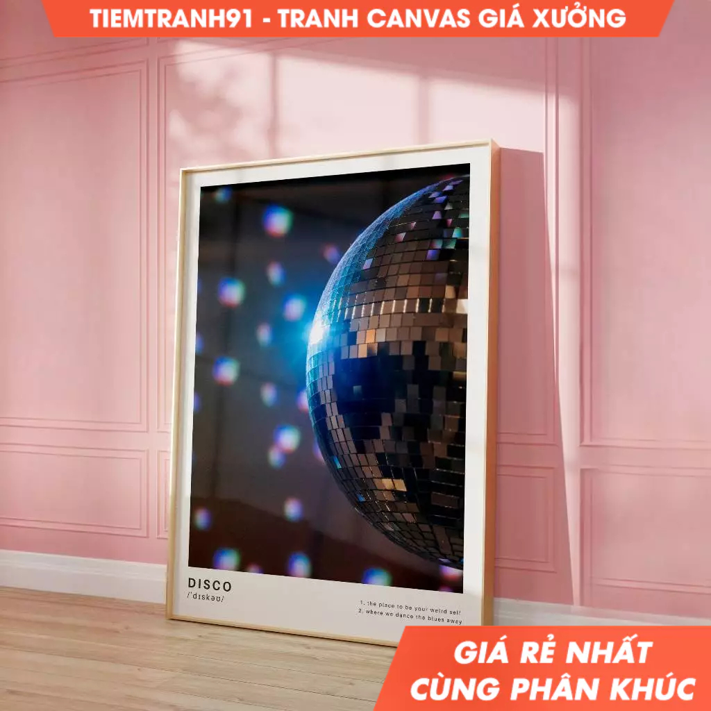 Tranh treo tường, Disco Ball Trendy Disco Retro Dorm Decor Vintage Mirror Ball Poster Preppy Disco D