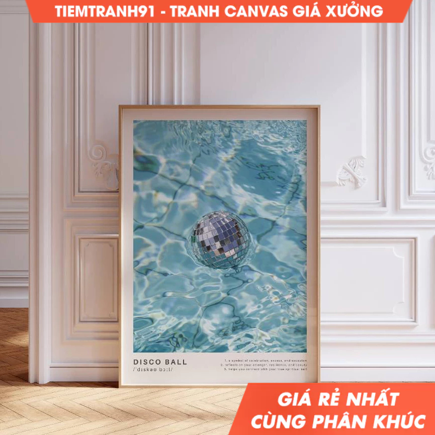 Tranh treo tường, Disco Ball Swimming Mirrorball  Trendy Disco Ball Spiritual Meaning Preppy, tặng k