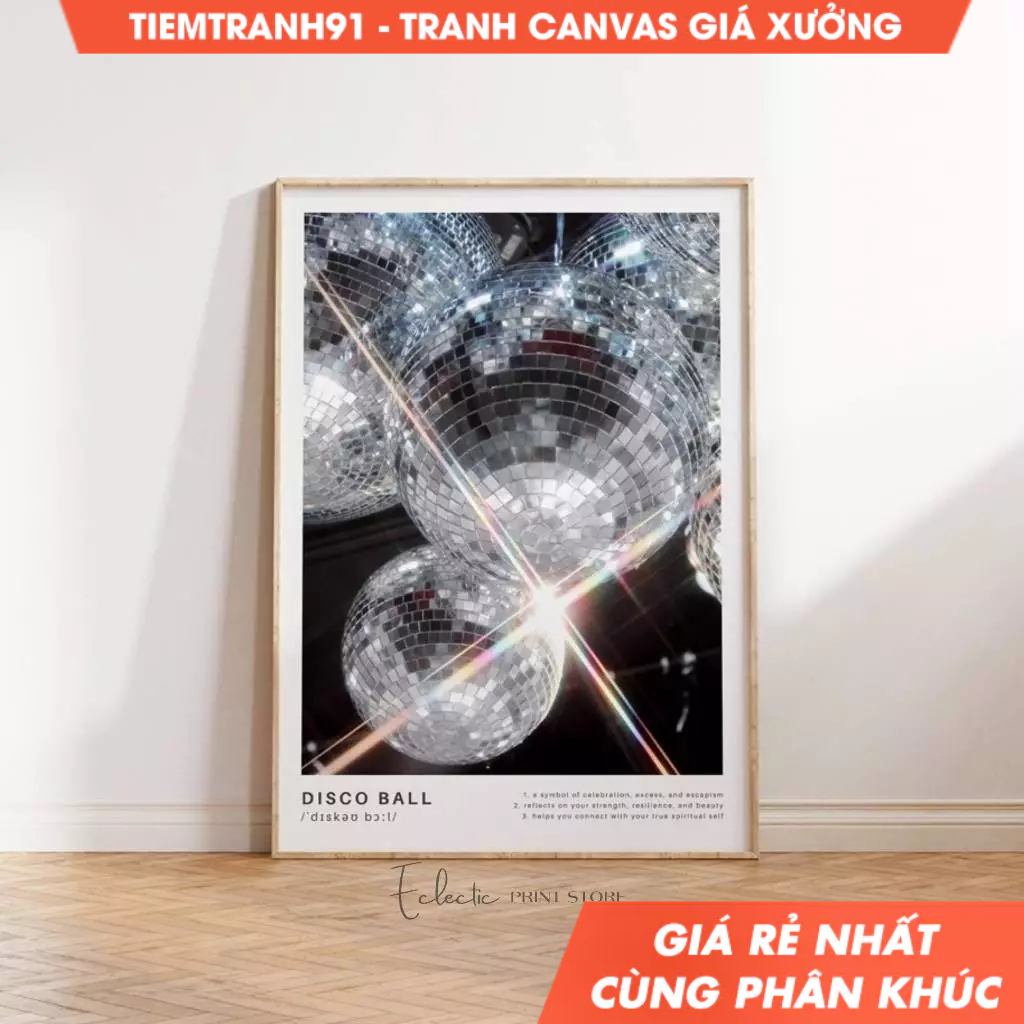 Tranh treo tường, Disco Ball Poster Shiny Mirrorball Wall Art Disco Ball Spiritual Meaning Print Tre