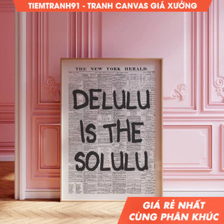 Tranh treo tường, Delulu Is The Solulu Print Retro Newspaper Poster Delusional Wall Art Trendy College Apartment Decor