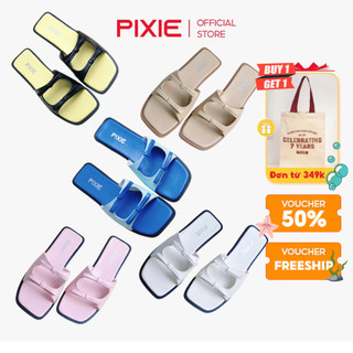 Dép Bệt Hai Quai Đính Nơ Mũi Vuông Pixie H311