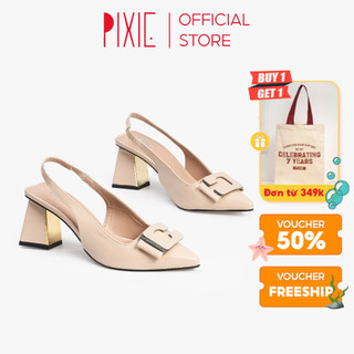 Giày cao gót 6cm slingback gắn khóa chữ c pixie h096