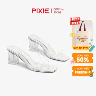 Guốc Cao Gót 7cm Quai Trong E206 Pixie