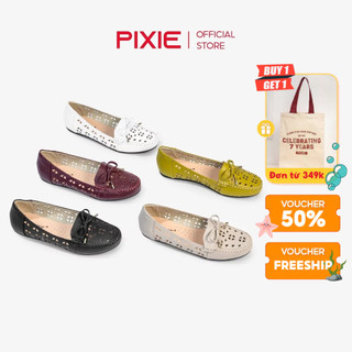 Pixie - Giày Mọi Bệt Da Thật Khắc Lazer H284