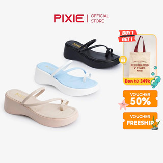 Pixie - Dép Đế Xuồng 5cm Quai Mảnh Xỏ Ngón E281