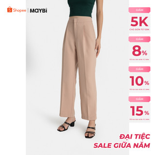 Quần dài Maybi ống suông bố lụa nâu da