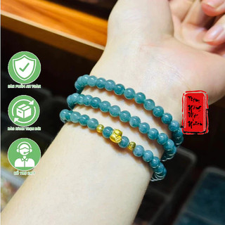 Chuỗi Vòng Tay LamNgọc Mix Cham Mèo Thần Tài Vàng24k - Bi Vàng10k ☯ Hợp Ngũ Mệnh ☯ Hộ Thân, Bình An, Tài Lộc, May Mắn, T
