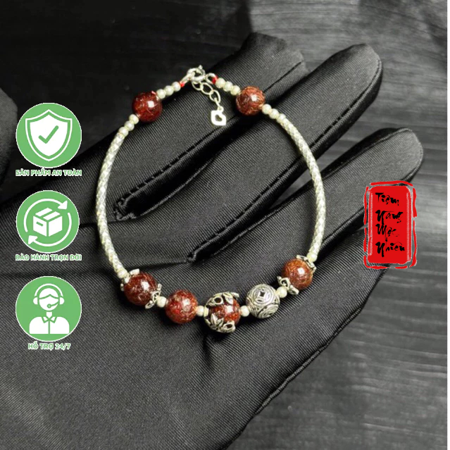 Vòng Tay TA Tóc Đỏ Mix Cham Bạc