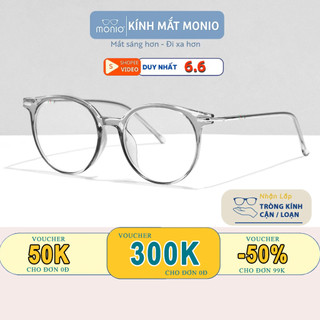 Gọng Kính Cận Thời Trang Nữ MONIO 11026 Dáng Tròn Chất Liệu Kim Loại Tròng Chống Ánh Sáng Xanh